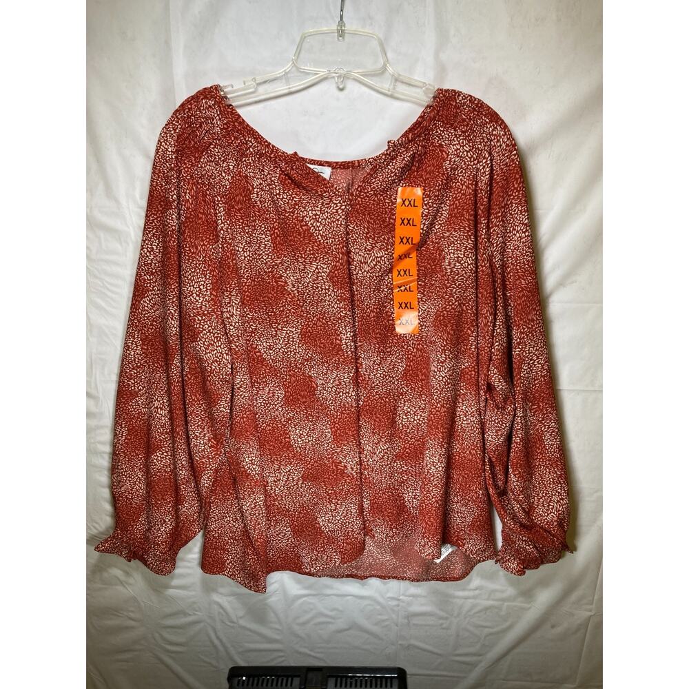 Jessica Simpson Ladies' V-Neck Blouse, Orange Printed, Size XXL